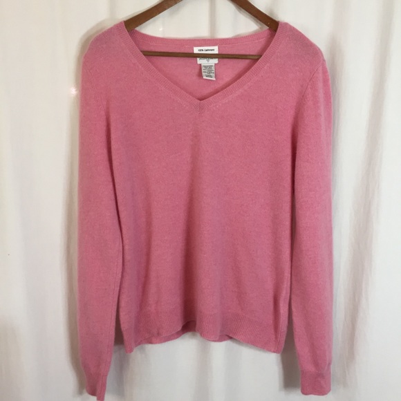 Jaclyn Smith Sweaters - Jaclyn Smith Pink 100% Cashmere V-Neck Sweater